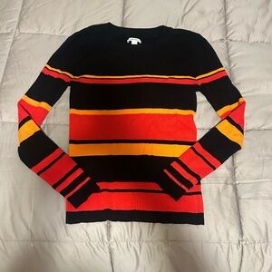 Nine West Women’s Sweater with Black, Red, and Orange Stripes